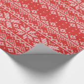 Rood- en witzweet Knit Winter Snowflakes Cadeaupapier (Hoek)
