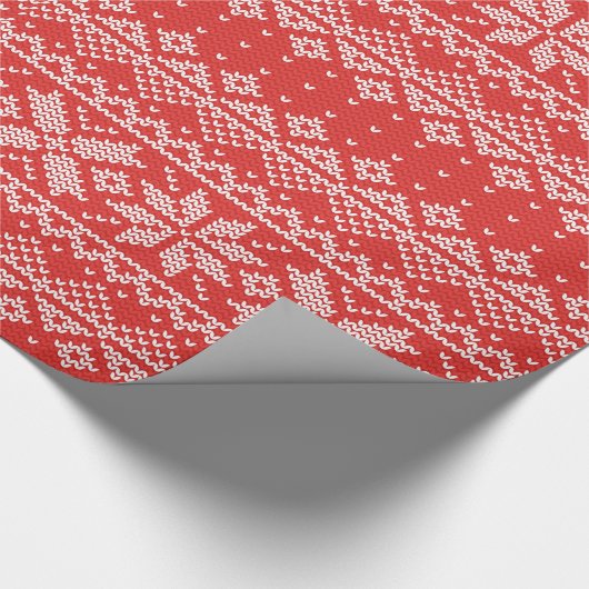 Rood- en witzweet Knit Winter Snowflakes Cadeaupapier (Hoek)