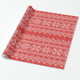 Rood- en witzweet Knit Winter Snowflakes Cadeaupapier