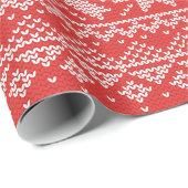 Rood- en witzweet Knit Winter Snowflakes Cadeaupapier (Rol Hoek)