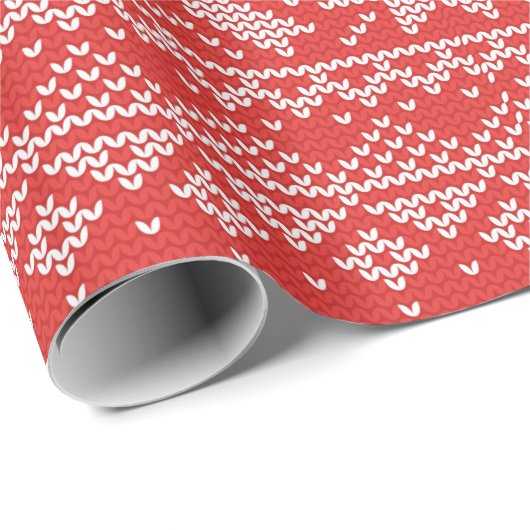 Rood- en witzweet Knit Winter Snowflakes Cadeaupapier (Rol Hoek)