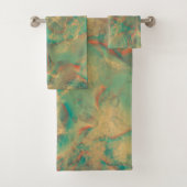 Rood en Zee Groen Marmer abstract Bad Handdoek (Insitu)