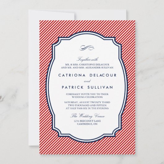 Rood- en zeemacht Nautical Wedding Invitation Kaart (Voorkant)