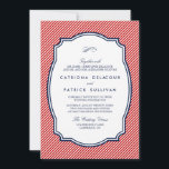 Rood- en zeemacht Nautical Wedding Invitation Kaart<br><div class="desc">Rood en blauw Nautical Wedding Uitnodiging</div>