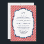 Rood- en zeemacht Nautical Wedding Invitation Kaart<br><div class="desc">Rood en blauw Nautical Wedding Uitnodiging</div>