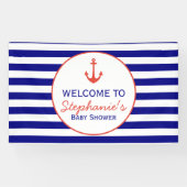 Rood en zeemleder Nautical Striped Baby shower Spandoek (Horizontaal)