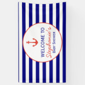 Rood en zeemleder Nautical Striped Baby shower Spandoek (Verticaal)