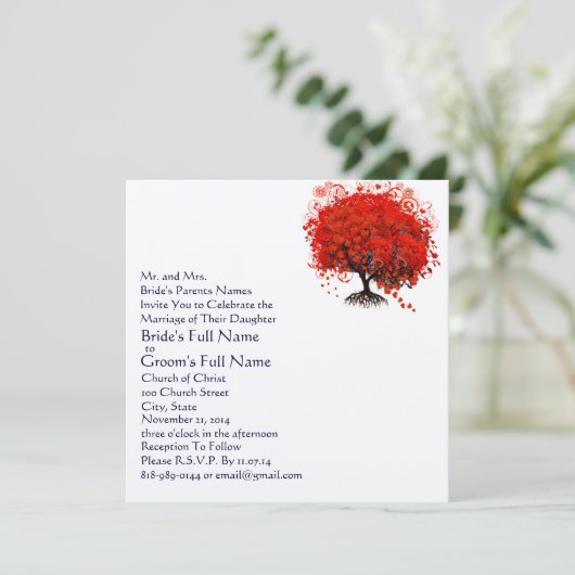 Rood en zeemleder - overbruggingsuitnodigingen kaart (Staand voorkant)