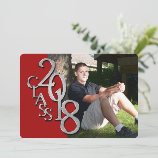 Rood en Zilver 2018 Afstuderen Kaart (Staand voorkant)