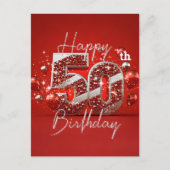Rood en Zilver 50ste verjaardag Briefkaart (Voorkant)