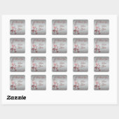 Rood en Zilver Bloemen Bruiloft Favor Sticker (Vel)