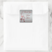 Rood en Zilver Bloemen Bruiloft Favor Sticker (Tas)