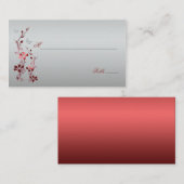 Rood en zilver Bloemen met Vlinders Plaatskaarten Plaatskaartje (Voorkant / Achterkant)