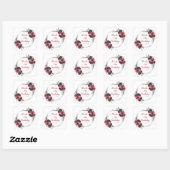 Rood en Zilver Elegant Bloemen Verjaardagsfeest Vierkante Sticker (Vel)