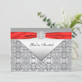 Rood en Zilver Elegant Rood All Occasion Party Kaart (Staand voorkant)