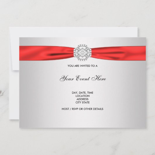 Rood en Zilver Elegant Rood All Occasion Party Kaart (Achterkant)