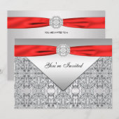 Rood en Zilver Elegant Rood All Occasion Party Kaart (Voorkant / Achterkant)