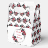 Rood en Zilver Elegante Bloemen Sweet Sixteen Bedankdoosjes (Geopend)