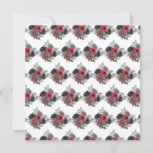 Rood en Zilver Elegante Bloemen Sweet Sixteen Kaart (Achterkant)