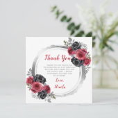 Rood en Zilver Elegante Bloemen Verjaardag Bedankkaart (Staand voorkant)