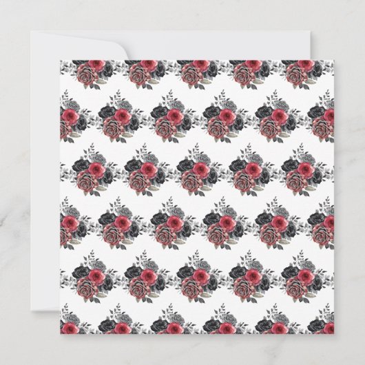 Rood en Zilver Elegante Bloemen Verjaardagsfeest Kaart (Achterkant)