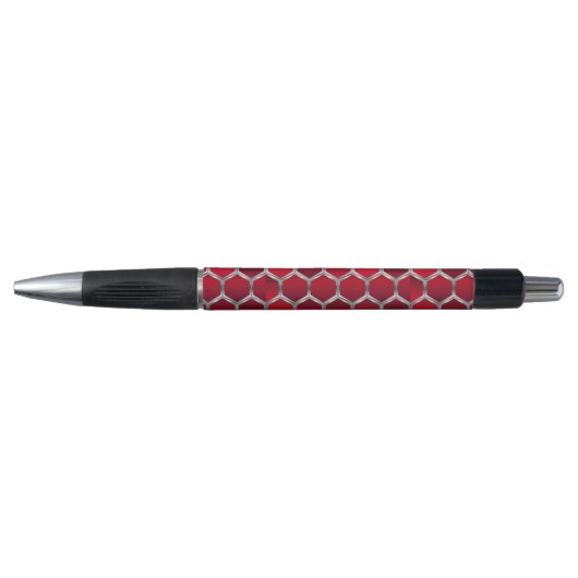 Rood en zilver geometrisch patroon pen (Voorkant)