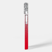 Rood en zilver glitter ombre gepersonaliseerd Case-Mate iPhone case (Achterkant / Links)