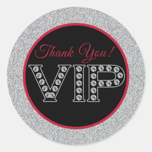 Rood en Zilver Glitter, VIP Stickers (Voorkant)