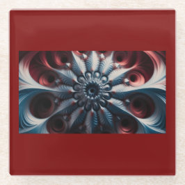 Rood en zilver juliabrot fractal glazen onderzetter