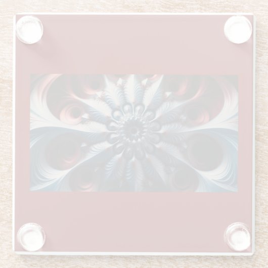 Rood en zilver juliabrot fractal glazen onderzetter (Achterkant)