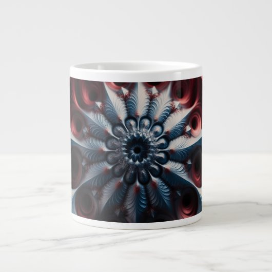 Rood en zilver juliabrot fractal grote koffiekop (Voorkant)