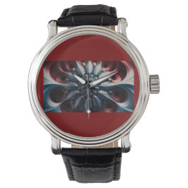 Rood en zilver juliabrot fractal horloge