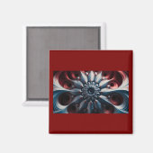 Rood en zilver juliabrot fractal magneet (Voorkant / Achterkant)