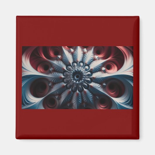 Rood en zilver juliabrot fractal magneet (Voorkant)