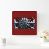 Rood en zilver juliabrot fractal vierkante klok (Huis)