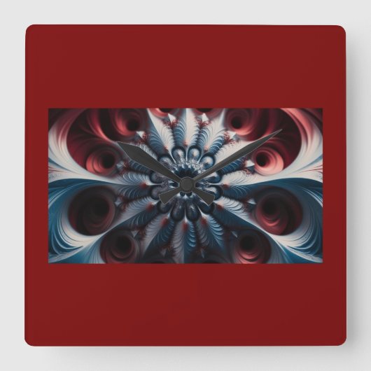 Rood en zilver juliabrot fractal vierkante klok (Voorkant)