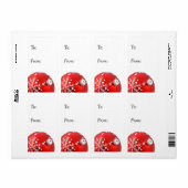 Rood en Zilver Kerst Ornament Gift Label (Full Sheet)