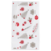 Rood en zilver kerstcadeautas - klein, glanzend klein cadeauzakje (Voorkant)