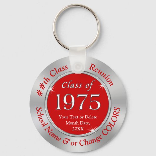 Rood en Zilver Klasse van 1975 Sleutelhangers Pers (Voorkant)