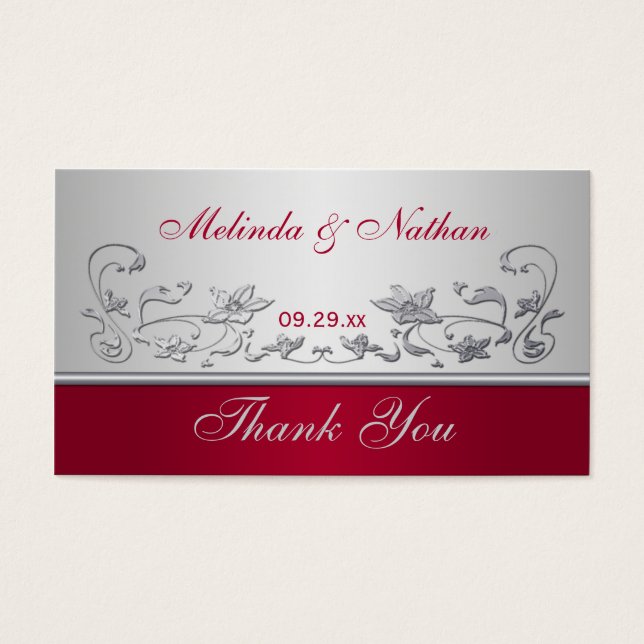 Rood en zilver Label Visitekaartje (Voorkant)