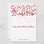 Rood en zilver lint en rode Confetti 50e verjaarda Kaart (Achterkant)