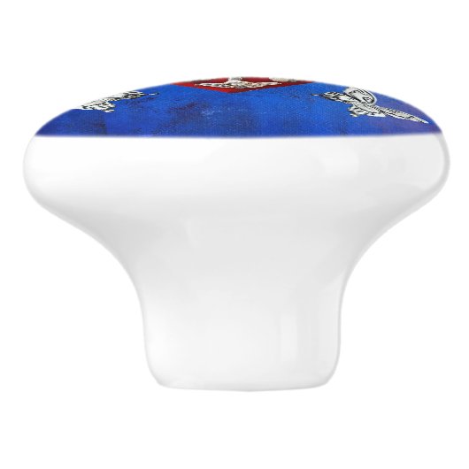 rood en zilver milagro hart met vlinder keramische knop (Zijkant)