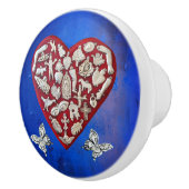  rood en zilver milagro hart met vlinder keramische knop (Rechts)