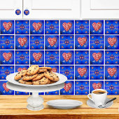 rood en zilver milagro hart met vlinder tegeltje