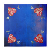  rood en zilver milagro hart met vlinder tegeltje (Voorkant)