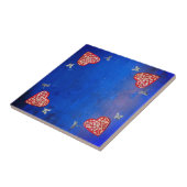  rood en zilver milagro hart met vlinder tegeltje (Zijkant)