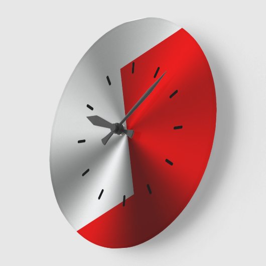 Rood en zilver modern gesplitst schermontwerp grote klok (Hoek)