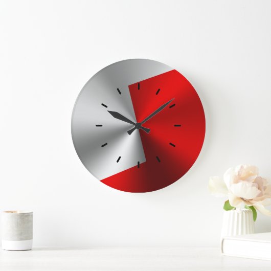 Rood en zilver modern gesplitst schermontwerp grote klok (Huis)