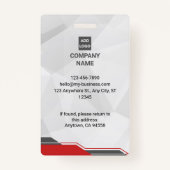 Rood en Zilver Modern ID met Foto & Barcode Badge (Achterkant)