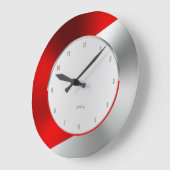 Rood en zilver Modern Metallic Geometric Design Grote Klok (Hoek)